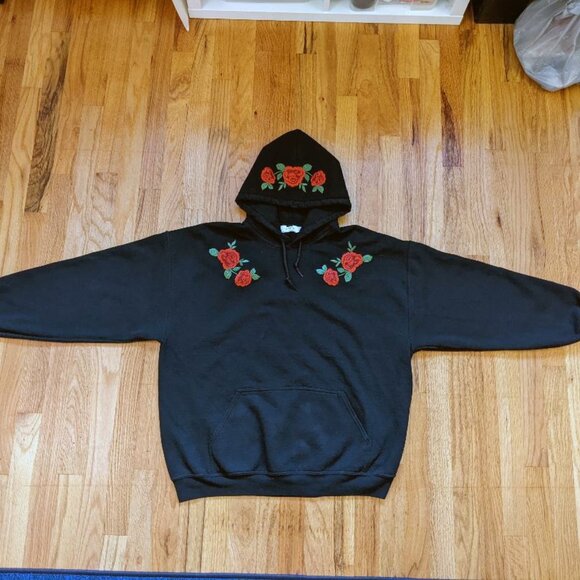 Topman | Black Rose Pullover Hoodie | XL - Picture 3 of 6